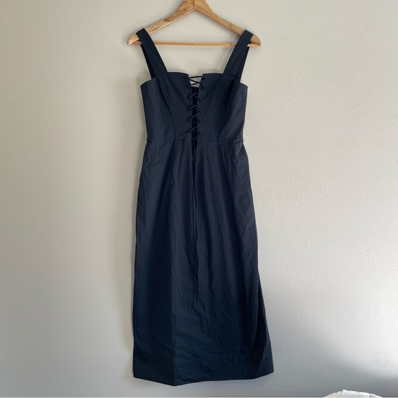 Staud | Sutton Lace up Corset Midi Dress in Black, size 8 - Picture 6 of 12